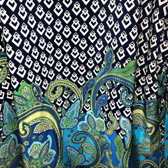 Silky Blue & Green Patterned Kimono - Picture 3 of 6